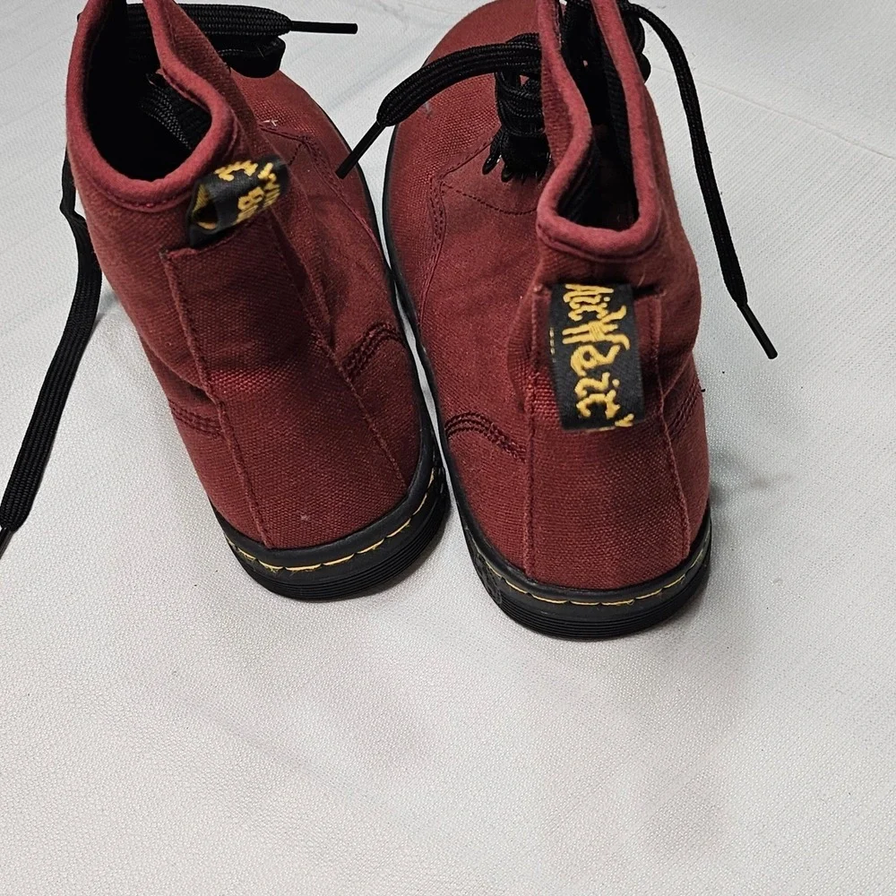 Dr Martens Shoreditch Burgundy Canvas Lace‎ Up Ankle Boots Women's Size 6 US